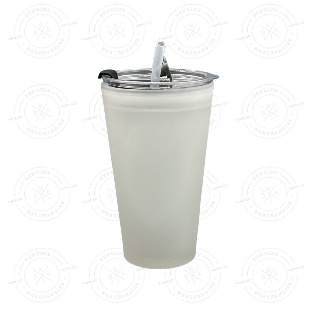 15 oz. Sublimation Frosted Glass With lid