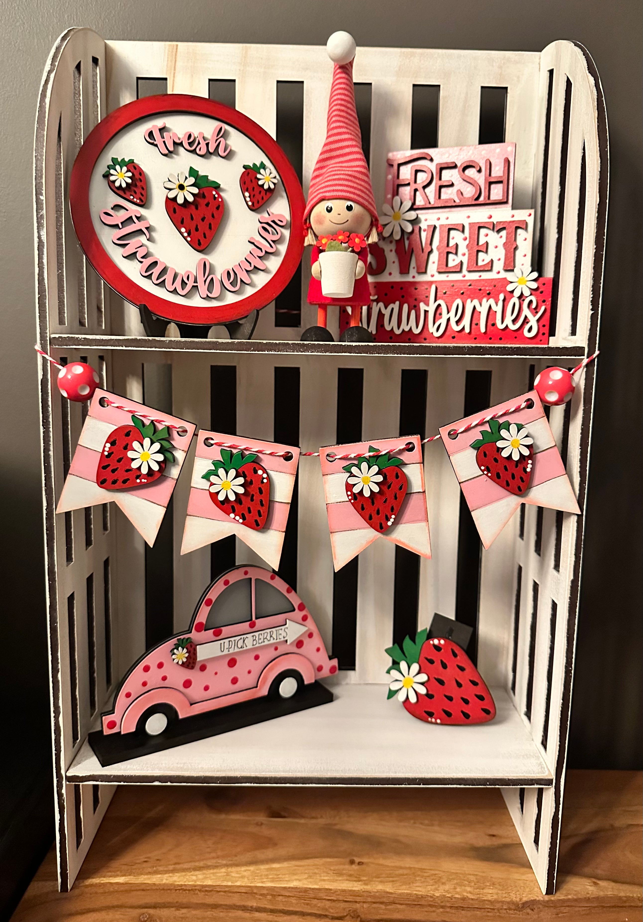 Wood strawberry tier tray display Kit